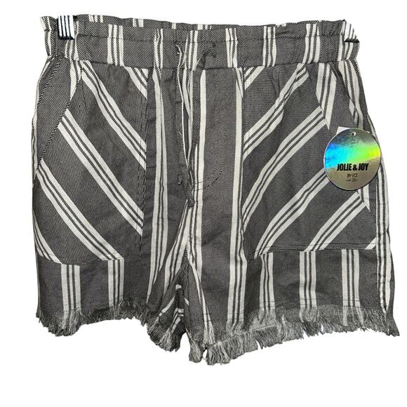 CLEARANCE Shorts NWT SZ S Frayed Hem Tie Elastic Waist Striped Beach Jolie & Joy - Picture 1 of 10